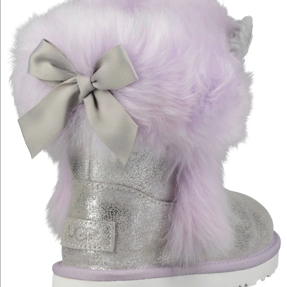 Ugg maizey Classic II silver purple sparkle boots